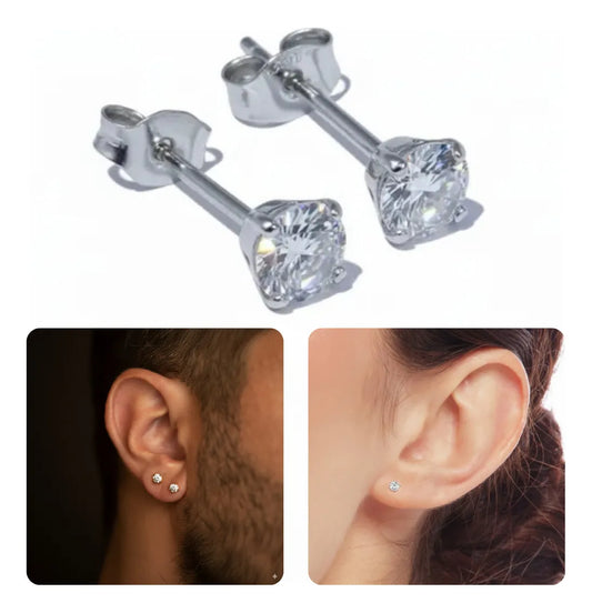Aretes / Topos / Piercing Unisex En Plata 925 Italiana 3mm