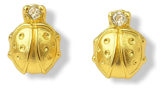 Aretes Anti alérgicos Mariquitas Oro Laminado18k