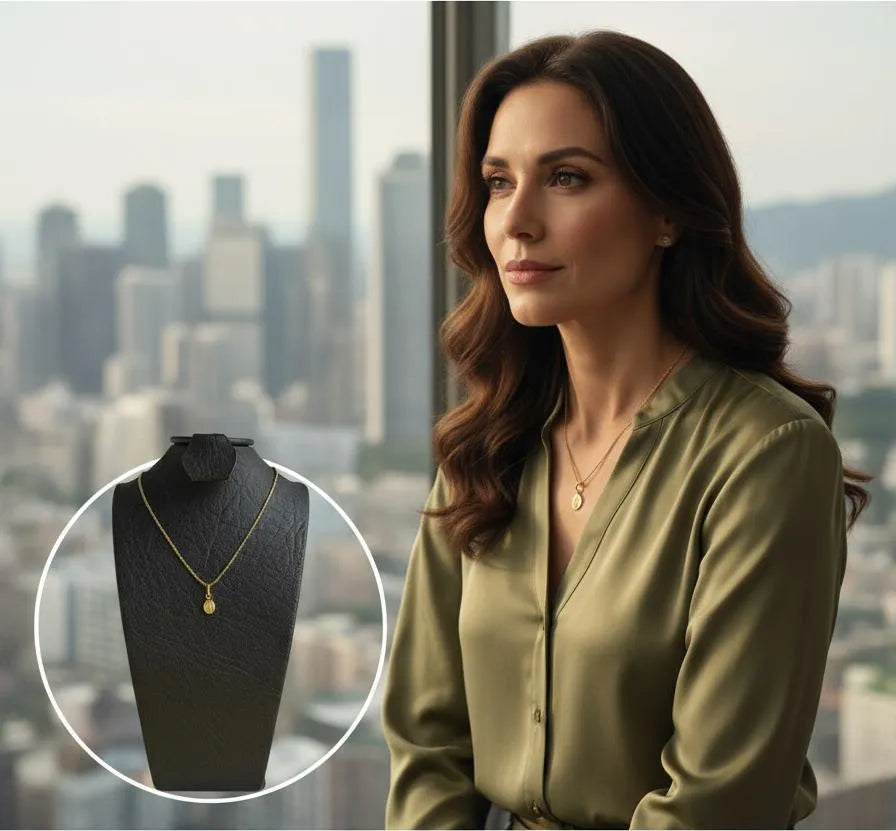 Juego Cadena + Dije Virgen + Estuche para Mujer Oro 18k Laminado