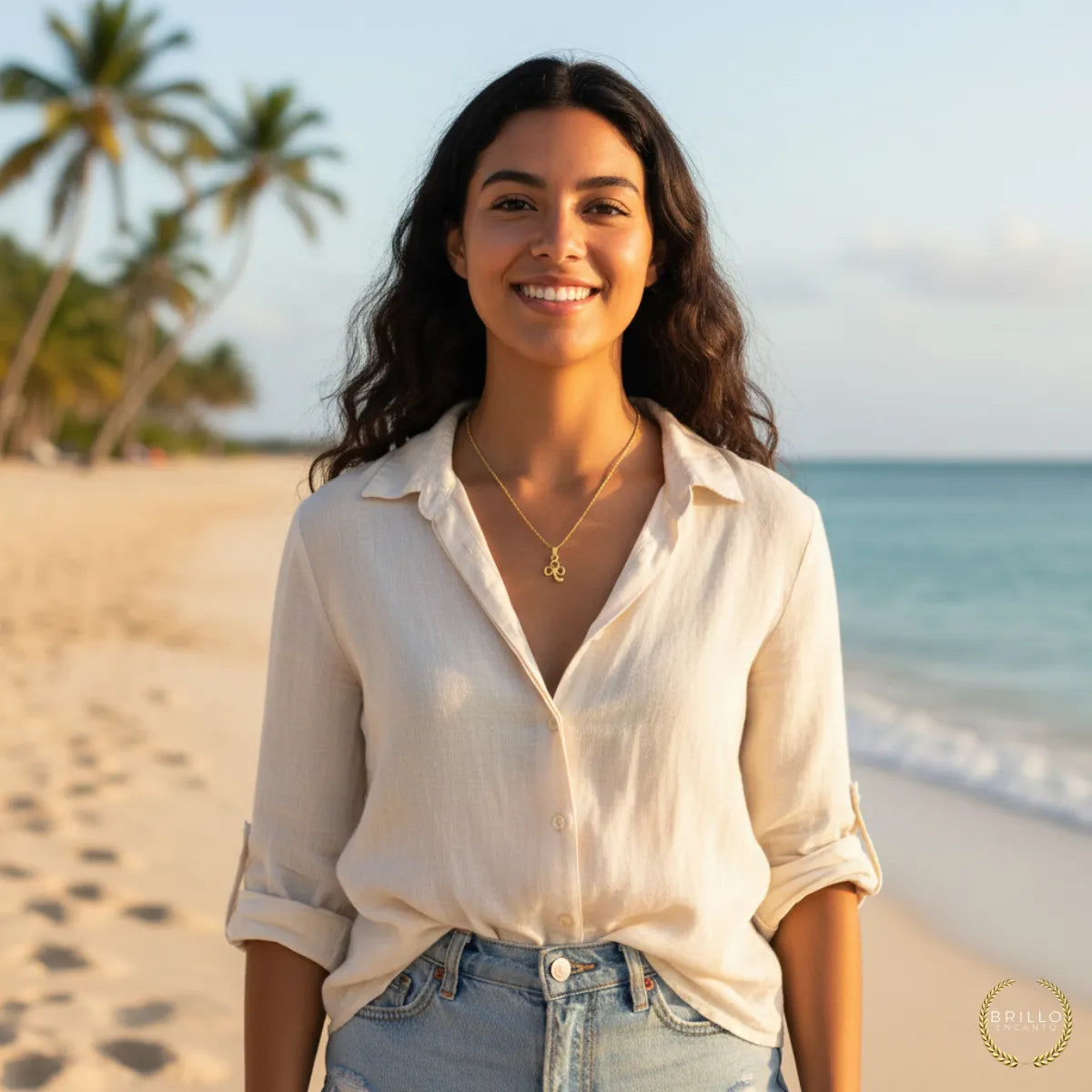 Juego Collar + Dije Trébol + Estuche Para Mujer Oro 18k Laminado