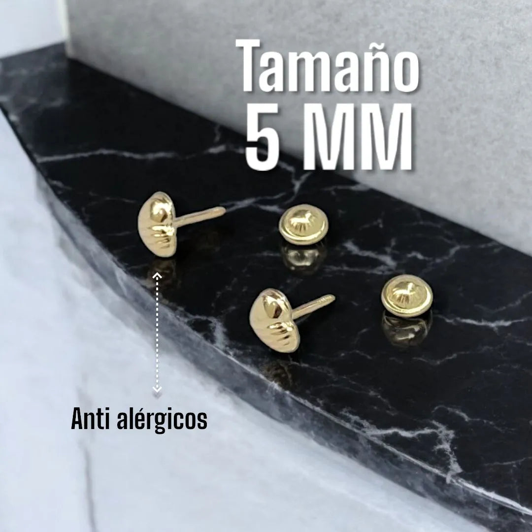 Aretes Anti alérgicos Corazones Pequeña Oro Laminado18k