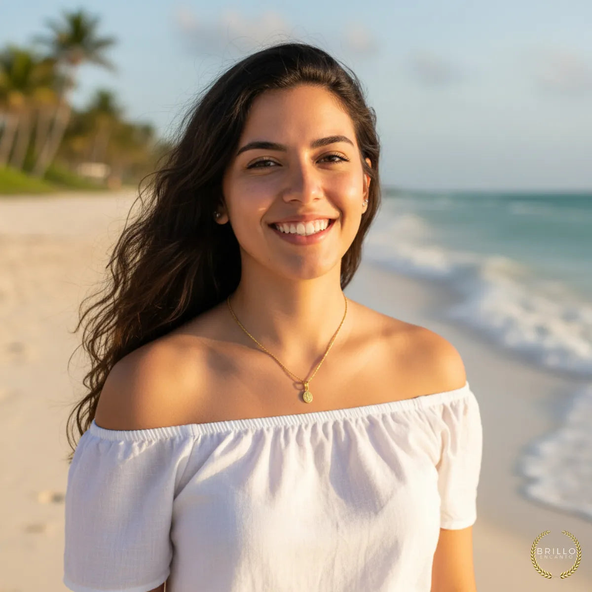 Juego Cadena + Dije Virgen + Estuche para Mujer Oro 18k Laminado