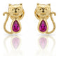 Anti-allergy Earrings with Safety Polka Dots for Women, 18k Gold Plated, Cats