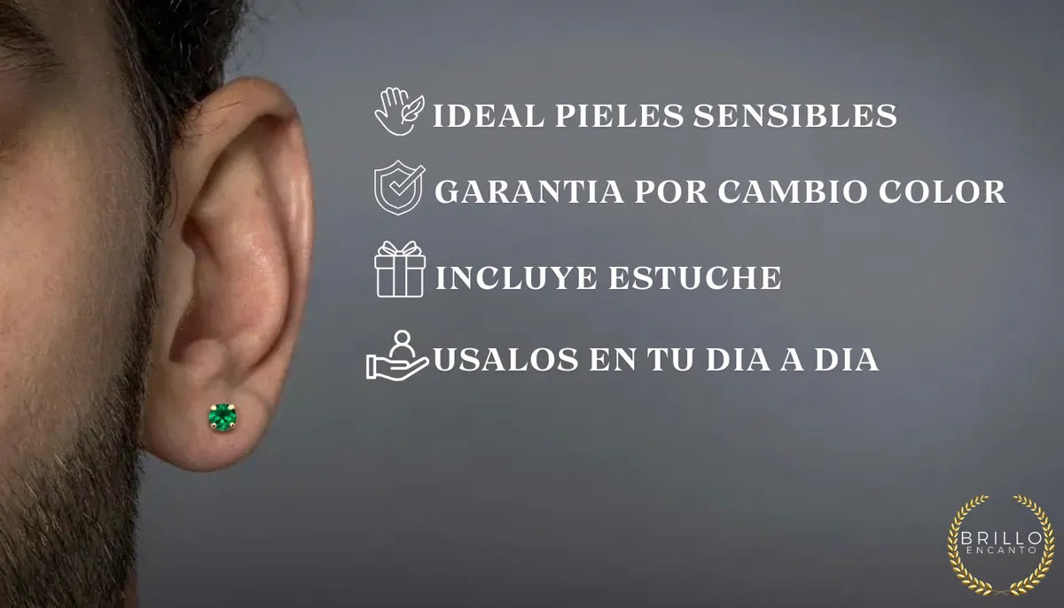 Aretes / Piercing Tipo Esmeralda en Oro Laminado 18K Unisex – Envío Colombia