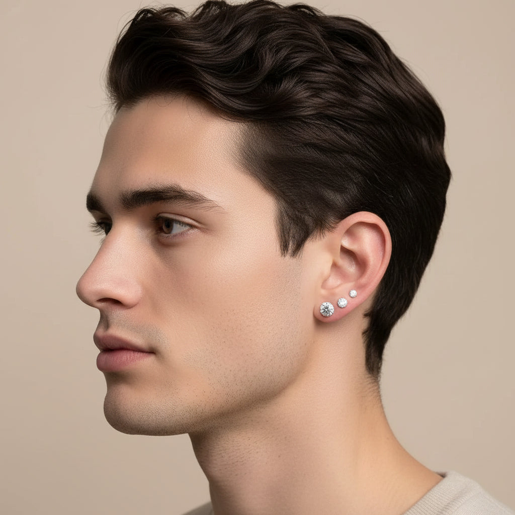 Piercing topo cuadrado 8mm plata ley 925 unisex - detalle