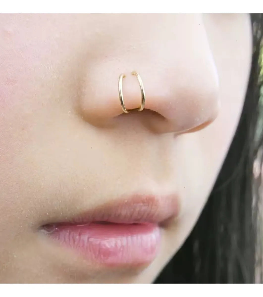 Piercing Nariz Plateado Doble Aro Nostril Plata925