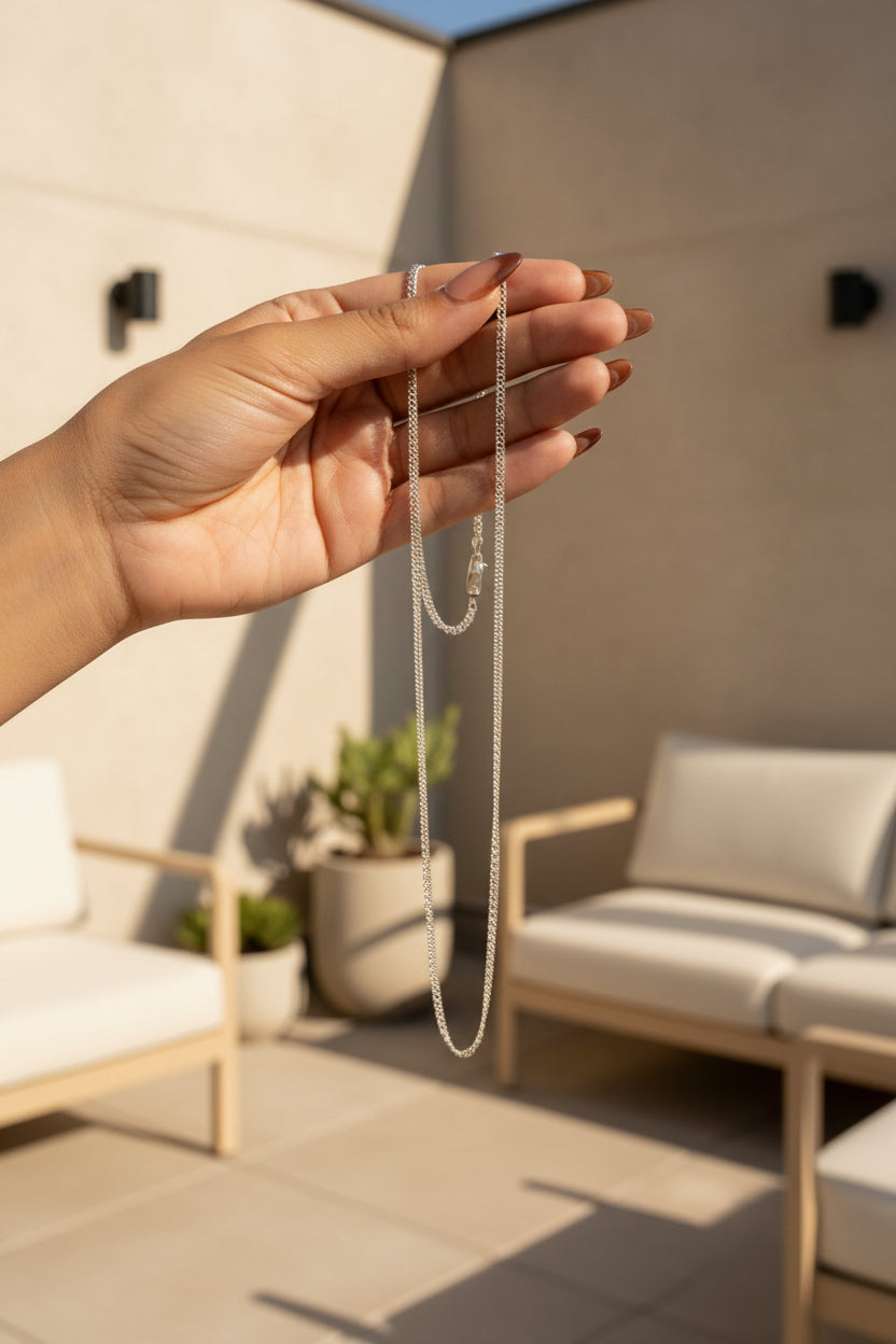 Detalle cierre cadena Cubana Plata 925 hombre — Brillo Encanto estuche de lujo incluido