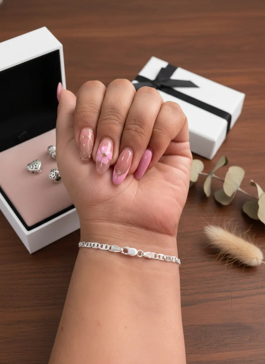 Detalle tejido escalera pulsera plata 925 italiana