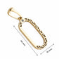 Dije aro ovalado oro laminado 18k medidas 45x15mm con grabado greca y zirconia negra - tamaño real colgante Brillo Encanto