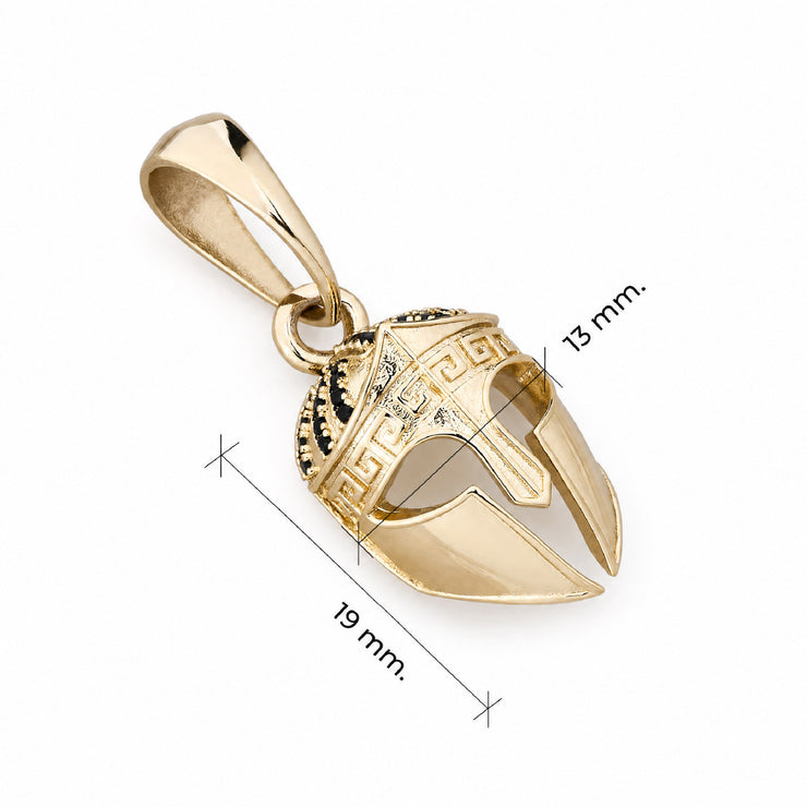 Dije casco guerrero oro laminado 18k medidas 13x19mm con grabado espartano - tamaño real colgante hombre Brillo Encanto