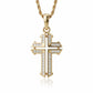 Dije cruz de lujo hombre oro laminado 18k con cristales blancos y cadena trenzada dorada - Brillo Encanto
