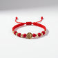 Pulsera Hilo Rojo San Benito 6 Balines Tamaño #5 Oro 18k