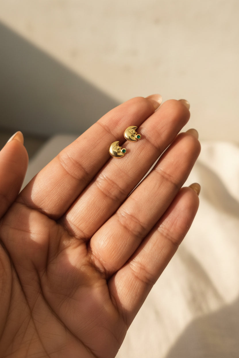 Aretes Luna | Oro Laminado 18k Antialérgicos