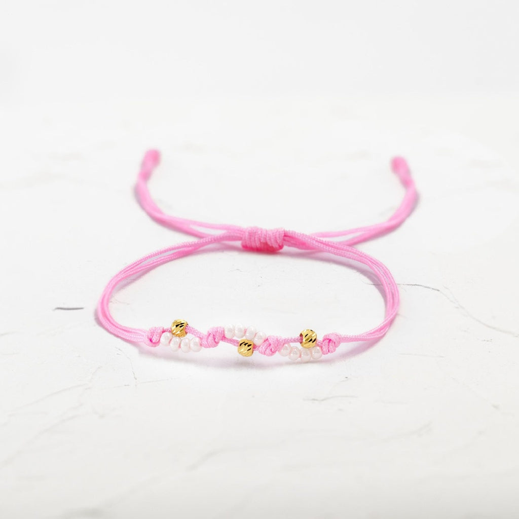 Pulsera de Oro 18K Rosa con 3 Balines Pequeños #3
