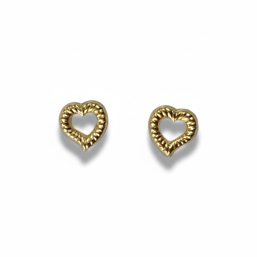 Aretes Anti alérgicos Corazones Oro Laminado18k