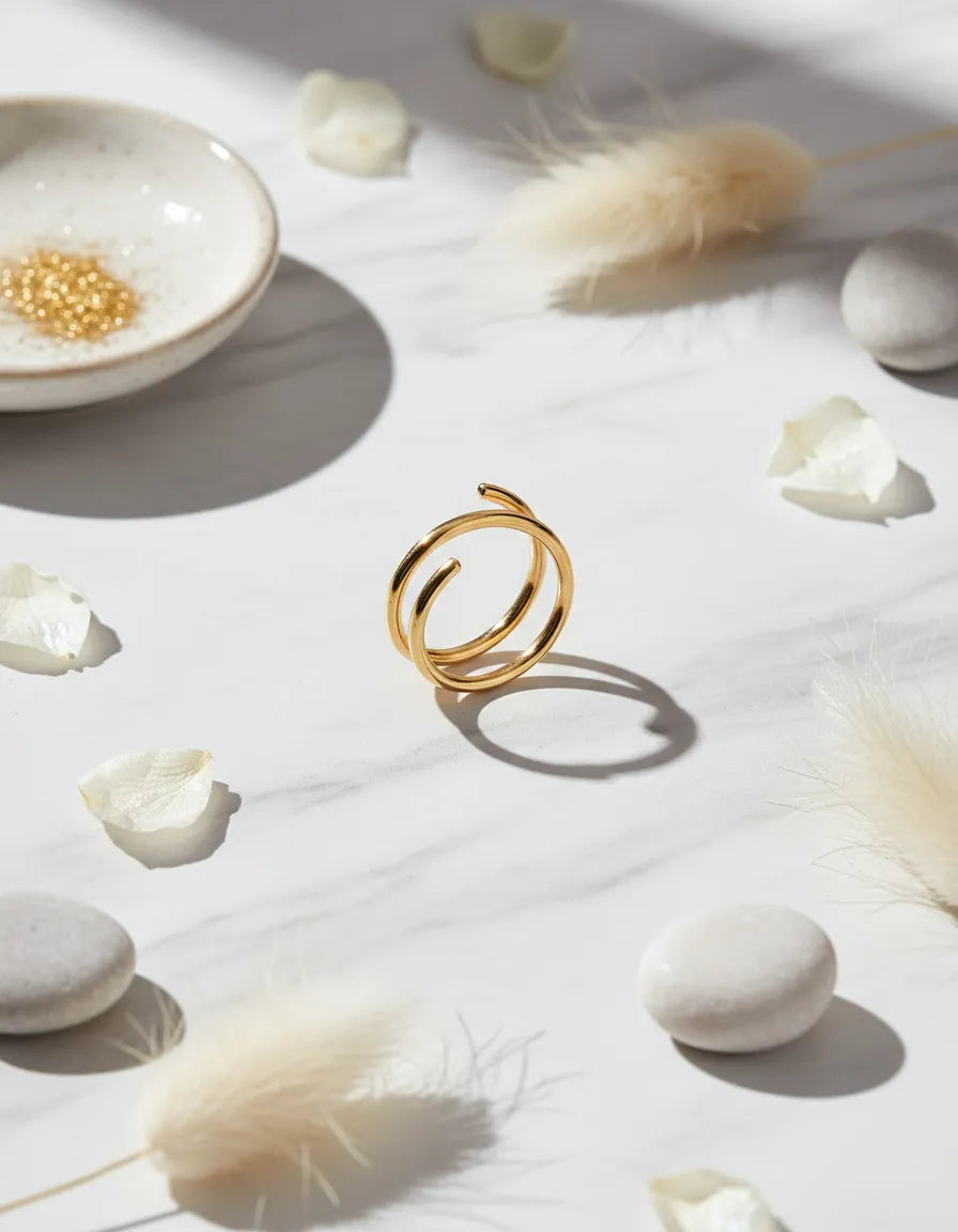 Piercing Nariz Dorado Doble Aro  Plata925 