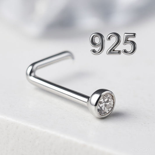 Piercing Nostril Unisex en Plata Italiana 925 con Piedra de Circonia en Chispa