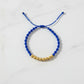 Pulsera azul Unisex Balines Diamantados de ORO 18K brillo encanto