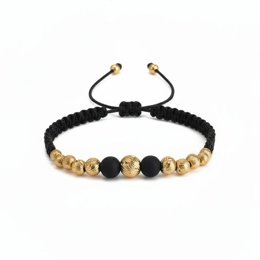 Pulsera de mujer oro 18K con balines diamantados Brillo Encanto