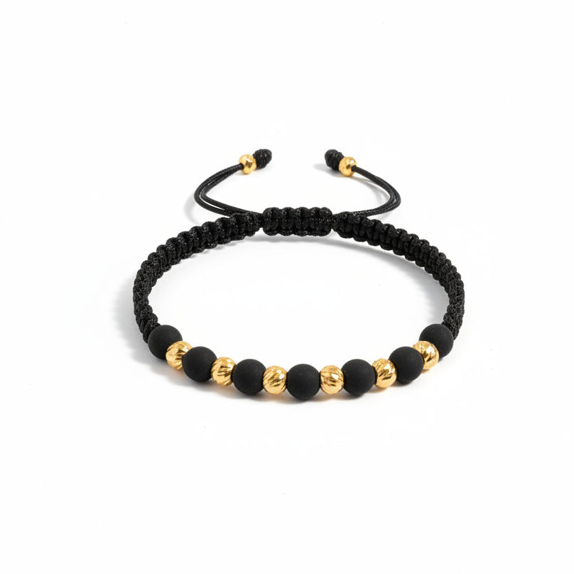 Pulsera oro 18K balines diamantados #5 unisex - vista frontal