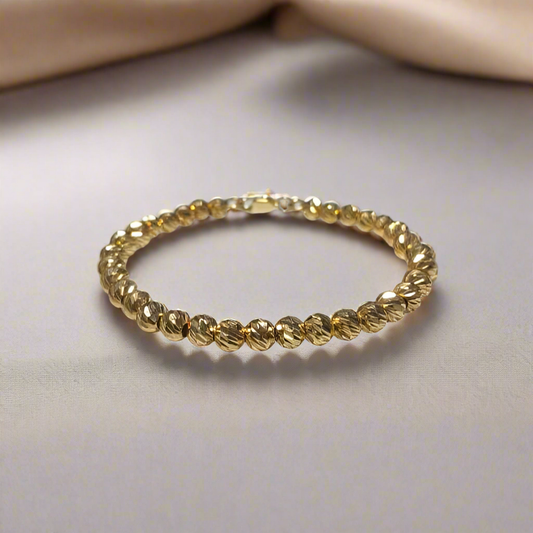 Pulsera personalizada oro 18k con balines diamantados