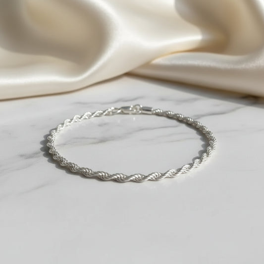 Pulsera plata 925 tejido lazo Villavicencio - vista frontal