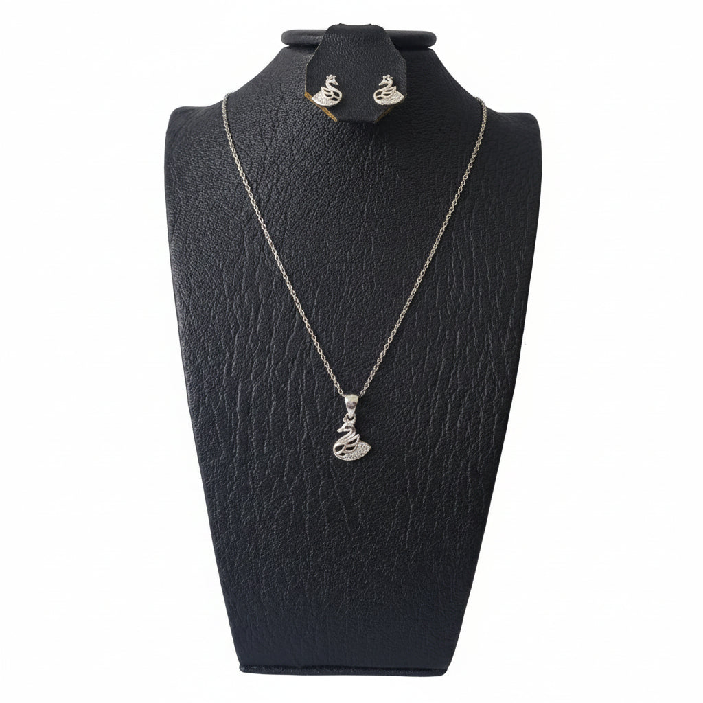 Set Cisne Plata 925 Italiana – Cadena, dije y aretes | Brillo Encanto