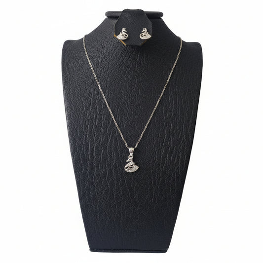 Set Cisne Plata 925 Italiana – Cadena, dije y aretes | Brillo Encanto
