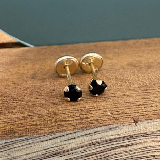 Aretes / Piercing Oro Laminado 18K Hombre Murano Negro