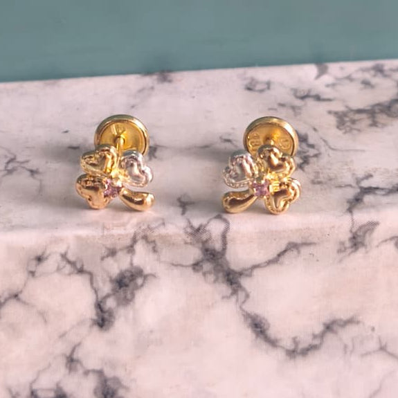 Aretes Topos Trébol Oro Laminado 18K Antialérgicos | Brillo Encanto