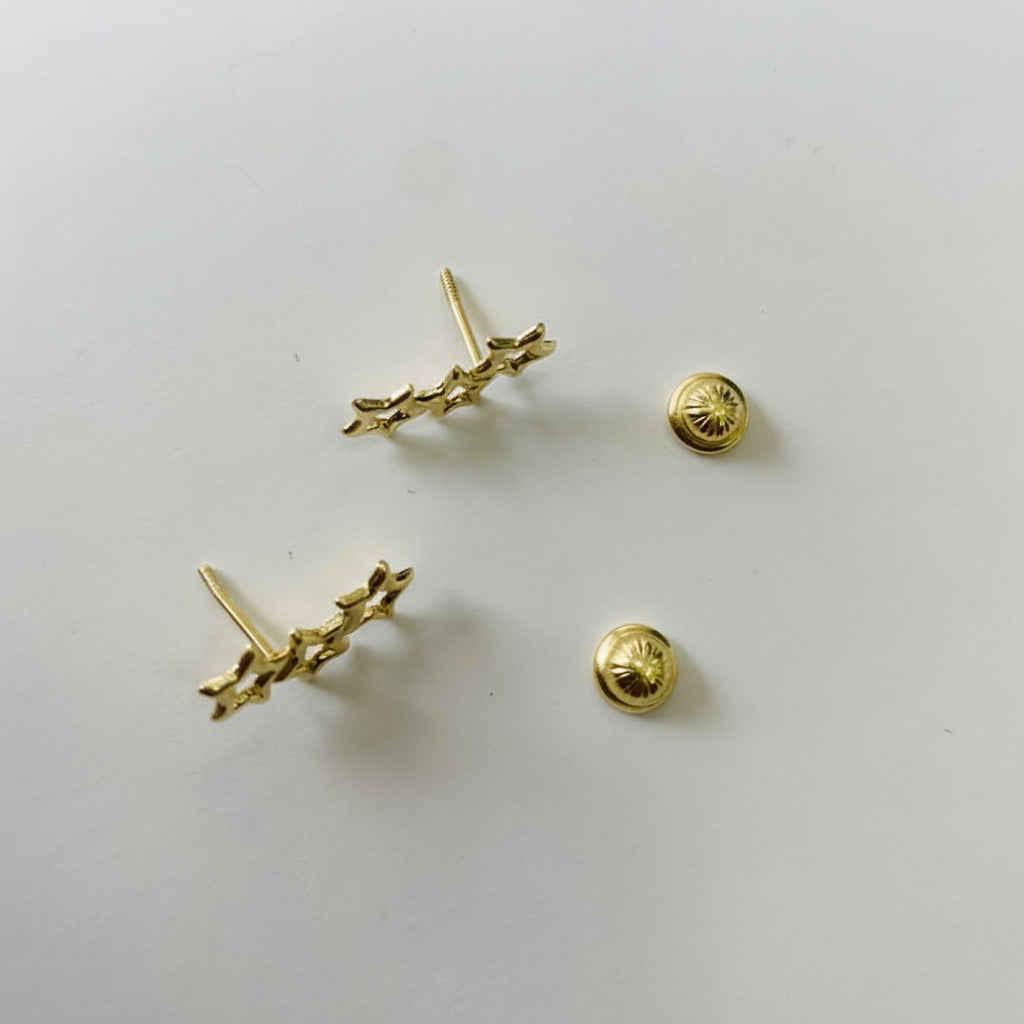 Aretes Pendientes Estrella Oro Laminado 18K para Mujer