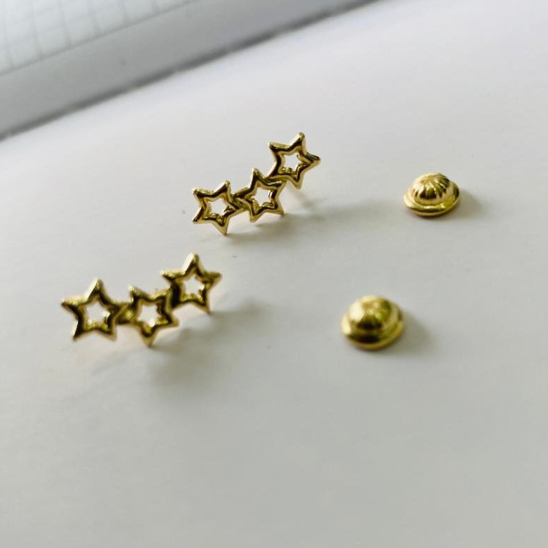 Aretes Pendientes Estrella Oro Laminado 18K para Mujer