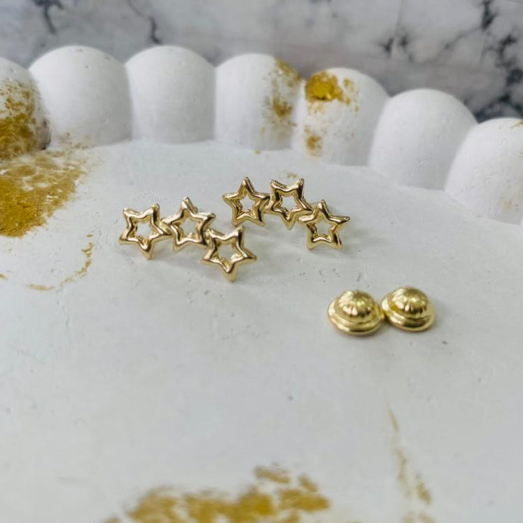 Aretes Estrella Oro 18K Antialérgicos con Certificado | Mujer