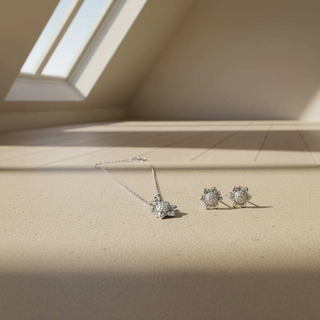 Aretes Girasol Plata 925 con Diamantes de Laboratorio – Brillo Natural