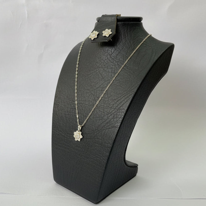 Dije Girasol con Diamantes de Laboratorio Cristal – Plata 925 Ley Italiana