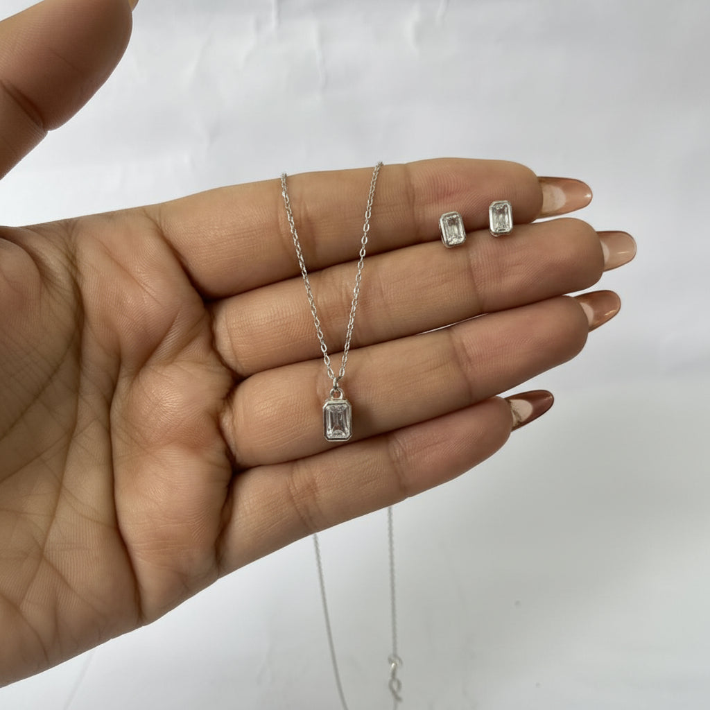 Detalle Diamante Laboratorio Corte Rectangular Plata 925 Italiana – Brillo Encanto Colombia