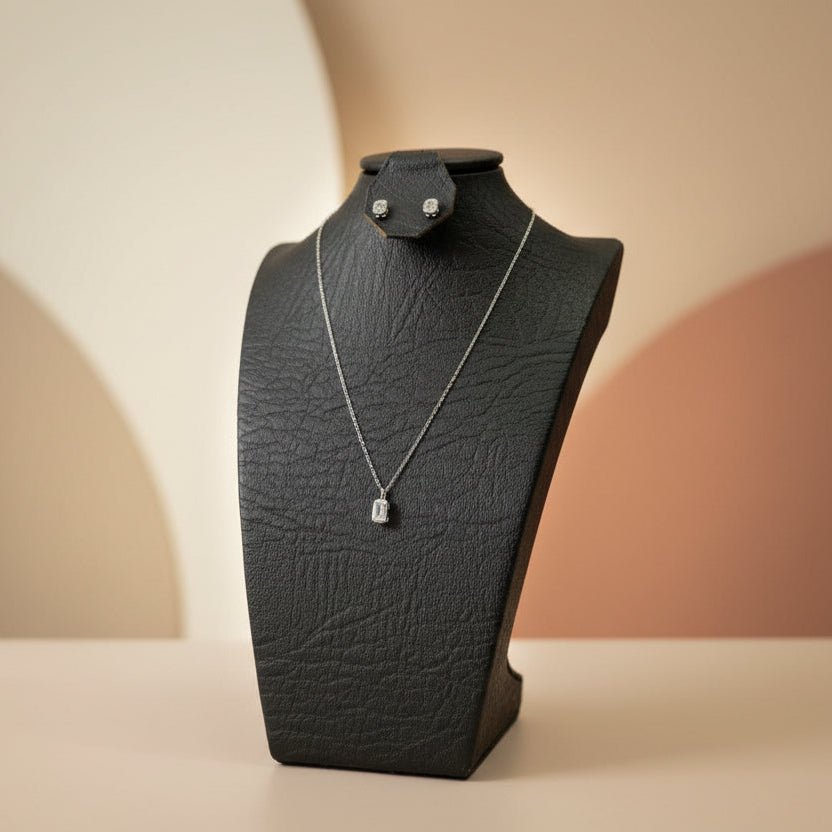 Cadena Plata 925 Ley Italiana con Dije Diamante Rectangular – Estilo Elegante