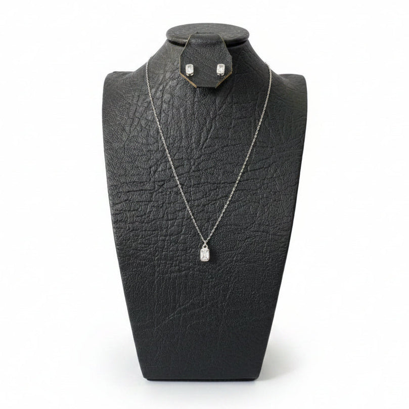 Set Diamantes Laboratorio Corte Rectangular Plata 925 Italiana – Cadena, Dije y Aretes