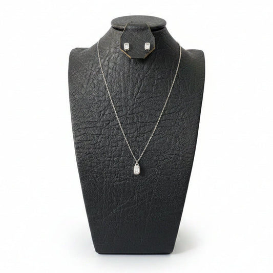 Set Diamantes Laboratorio Corte Rectangular Plata 925 Italiana – Cadena, Dije y Aretes