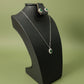 Set Halo Verde Esmeralda | Cadena + Dije + Aretes en Plata 925 Italiana