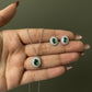 Set Halo Verde Esmeralda | Cadena + Dije + Aretes en Plata 925 Italiana