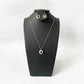Set Halo Verde Esmeralda | Cadena + Dije + Aretes en Plata 925 Italiana