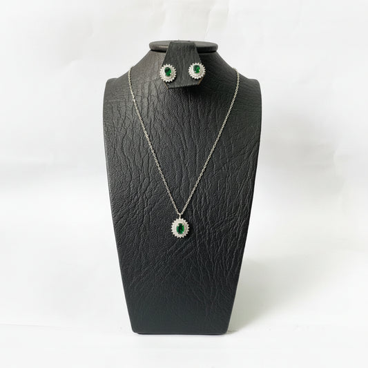 Elegant 18k Gold Plated Pendant Earrings Chain Set