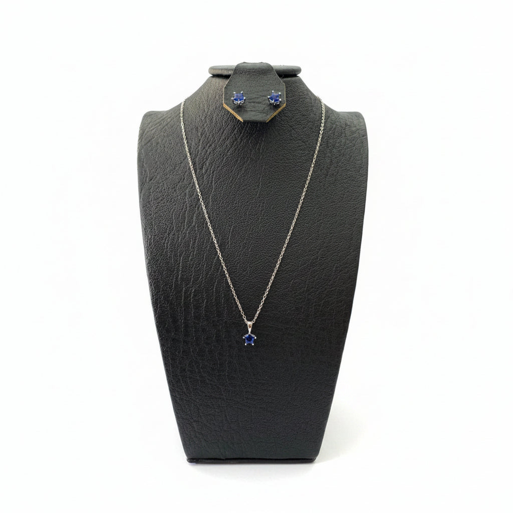 Set Estrella Azul Tallada | Cadena + Dije + Aretes Plata 925 Italiana Acabado Espejo