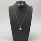 Set Halo Brillo Diamante | Cadena + Dije + Aretes Plata 925 Italiana y Circones Cristal