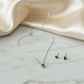 Set Corazón Tallado Verde Esmeralda en Plata 925 Italiana | Cadena + Dije + Aretes
