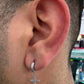 Aretes Hombre Candongas Cruz Plata 925 Cristal | Brillo Encanto