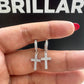 Aretes Hombre Candongas Cruz Plata 925 Cristal | Brillo Encanto