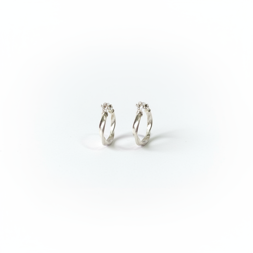 Aretes Plata 925 Pequeños Estilo Espiral para mujer con tamaño de 2 cm