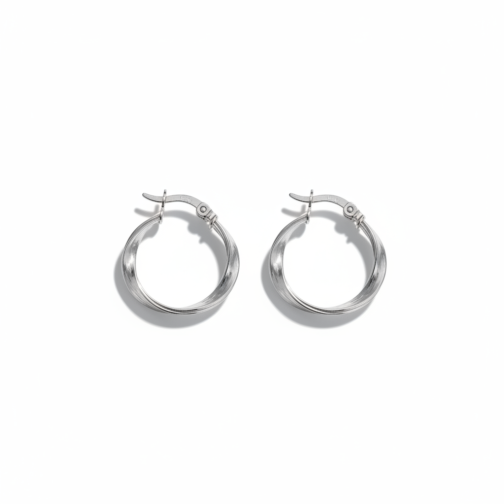 Aretes Plata 925 Pequeños Estilo Espiral para mujer con tamaño de 2 cm